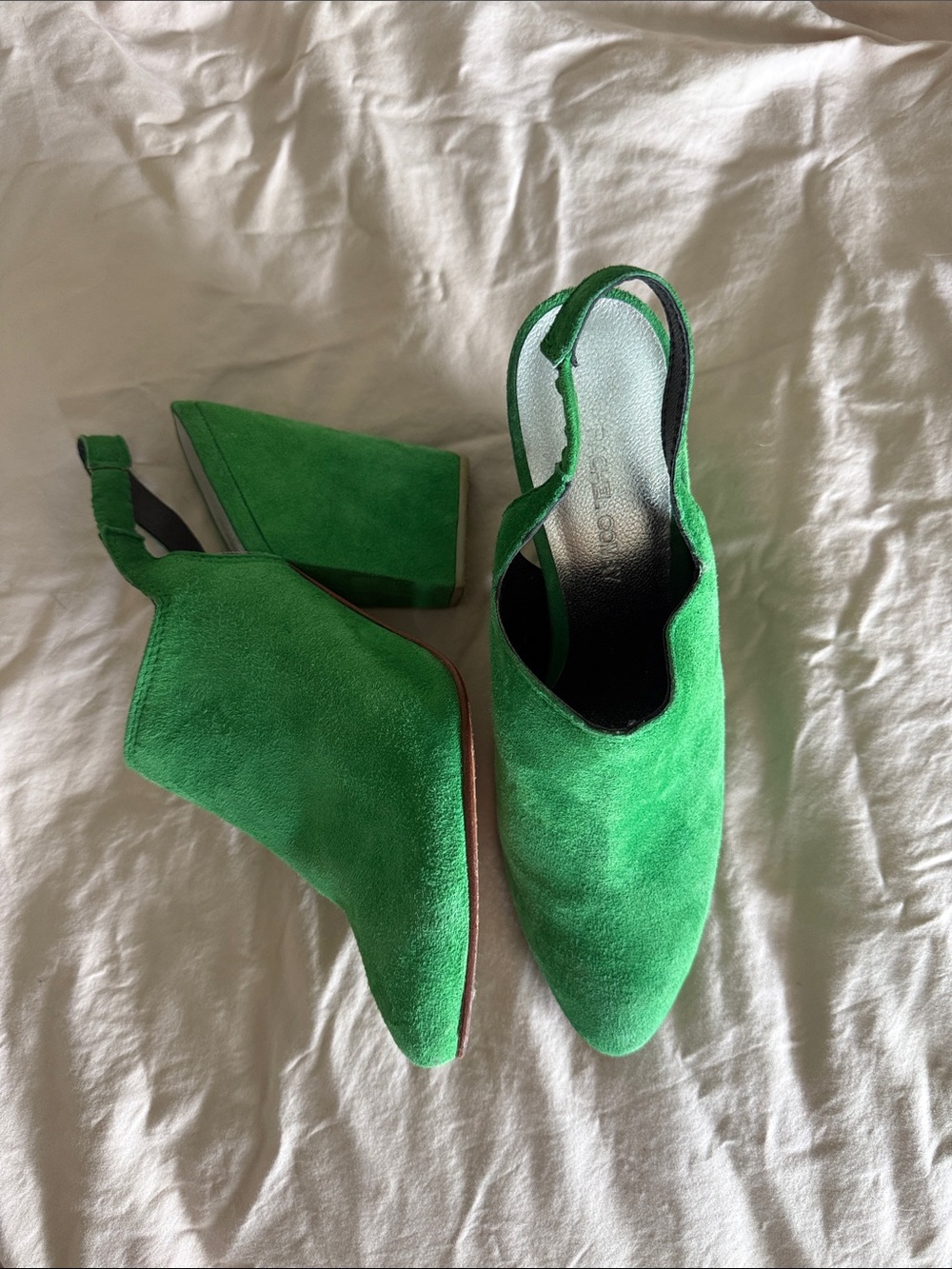Rachel Comey Green Suede Slingback Block Heel Pumps Size 8.5